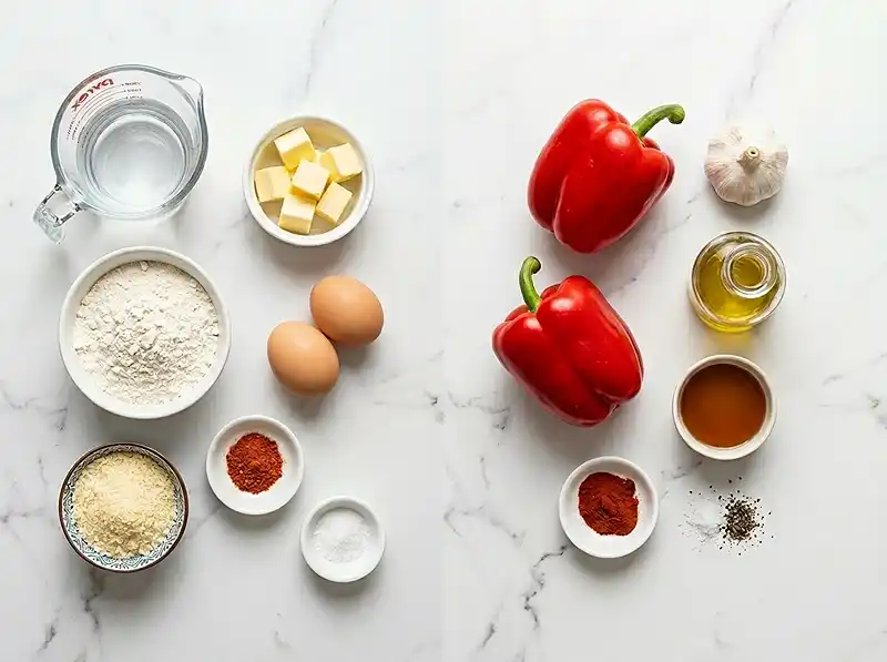 Les ingrédients pour le recette Churros Salés au Parmesan & Piment d'Espelette