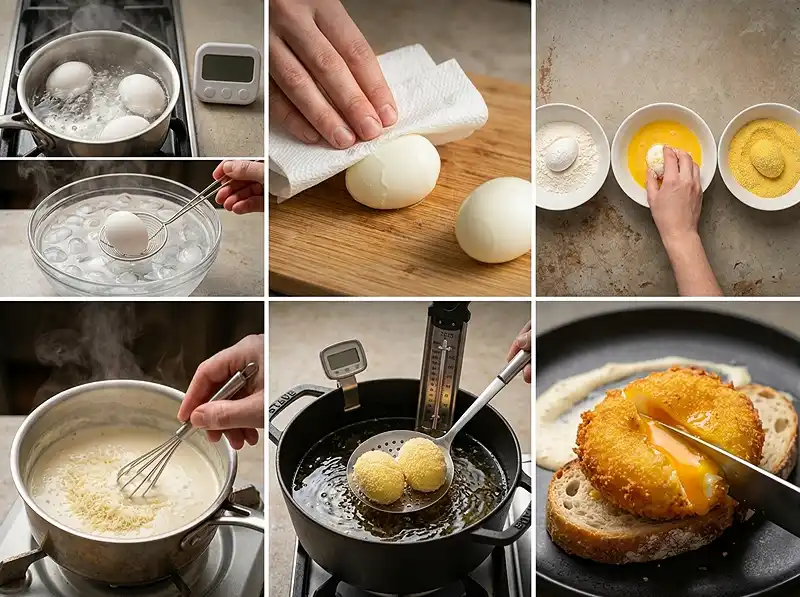 Préparation de la recette Œuf Mollet Pané à la Polenta