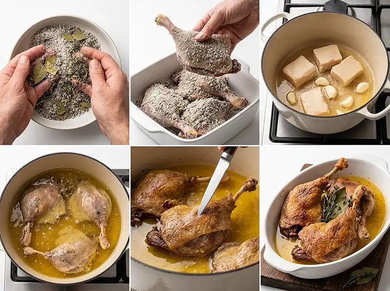 Préparation de la recette cuisse de canard confite