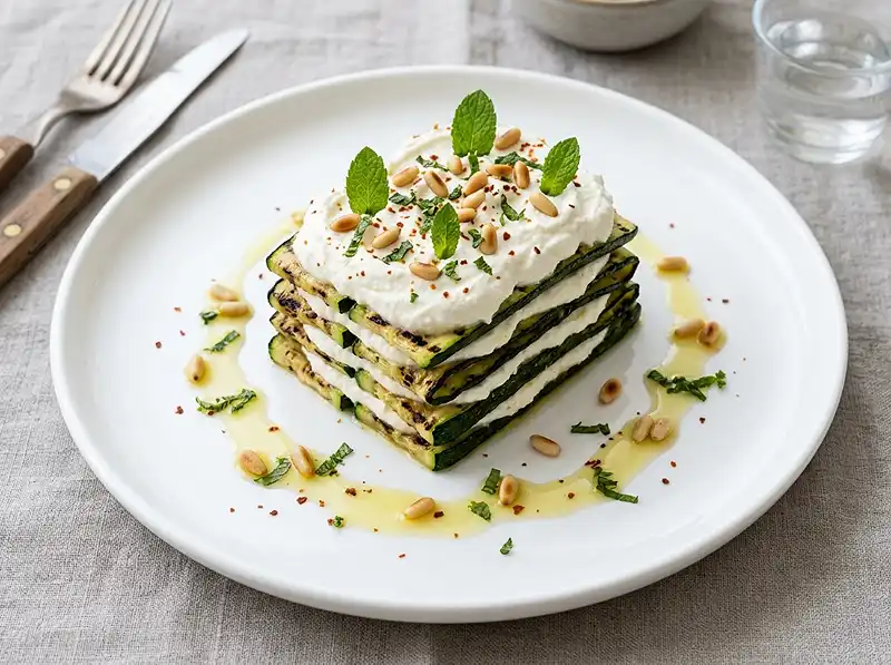 Mille-Feuille de Courgettes & Feta Fouettée au Citron 5 Recette Mille-Feuille de Courgettes & Feta Fouettée au Citron