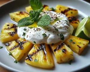 Burrata sur Ananas Grillé au Chili & Menthe Fraîche