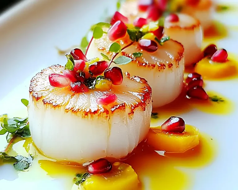 Carpaccio de Saint-Jacques au Jalapeño, Grenade & Vinaigrette Passion