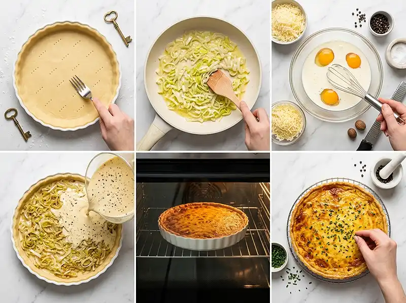 Comment preparer Flan Pâtissier Salé au Comté 18 Mois, Poireaux Confits & Poivre de Timut