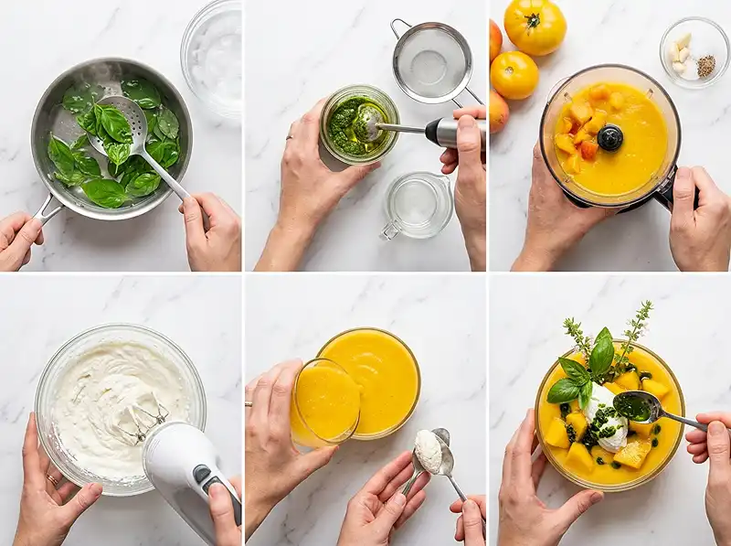 Gaspacho Pêche-Tomate Jaune Crémeux 4 Comment preparer Gaspacho Pêche-Tomate Jaune