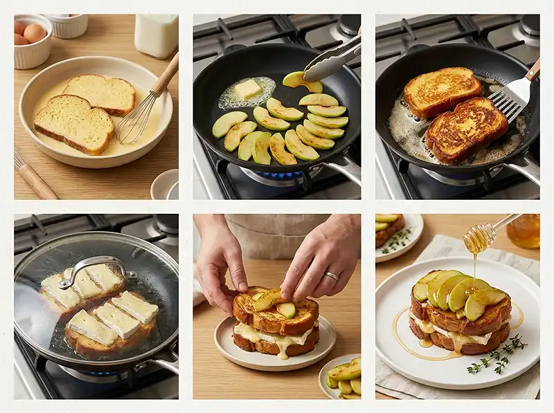 Pain Perdu Salé au Camembert, Pommes Rôties & Miel de Thym 4 Comment preparer le Pain Perdu Salé au Camembert, Pommes Rôties & Miel de Thym