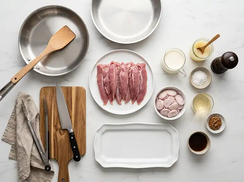 Les ingrédients pour preparer recette aiguillettes de canard crème fraîche