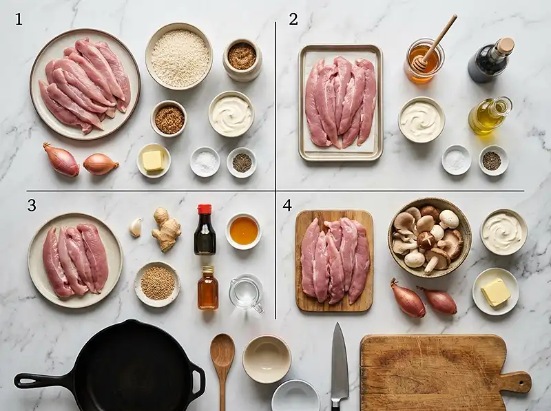 Les ingredients pour recettes aiguillettes de canard en sauce
