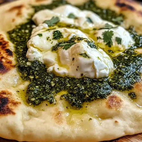 Naan Ultra-Moelleux Farci à la Burrata, Pesto de Pistache 2 Naan Ultra-Moelleux Farci à la Burrata