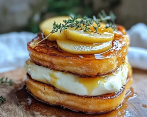 Pain Perdu Salé au Camembert, Pommes Rôties & Miel de Thym