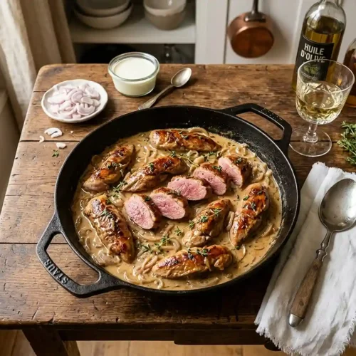 recette aiguillettes de canard crème fraîche