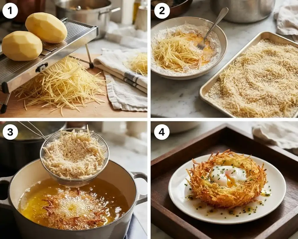 Œuf Mollet en Croûte d'Or Irrésistible 4 Comment preparer L’Œuf Mollet En Croûte d’Or sur Nid de Pommes Paille & Truffe