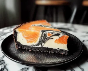 Le Cheesecake Salé Marbré Saumon Fumé, Aneth & Encre de Seiche