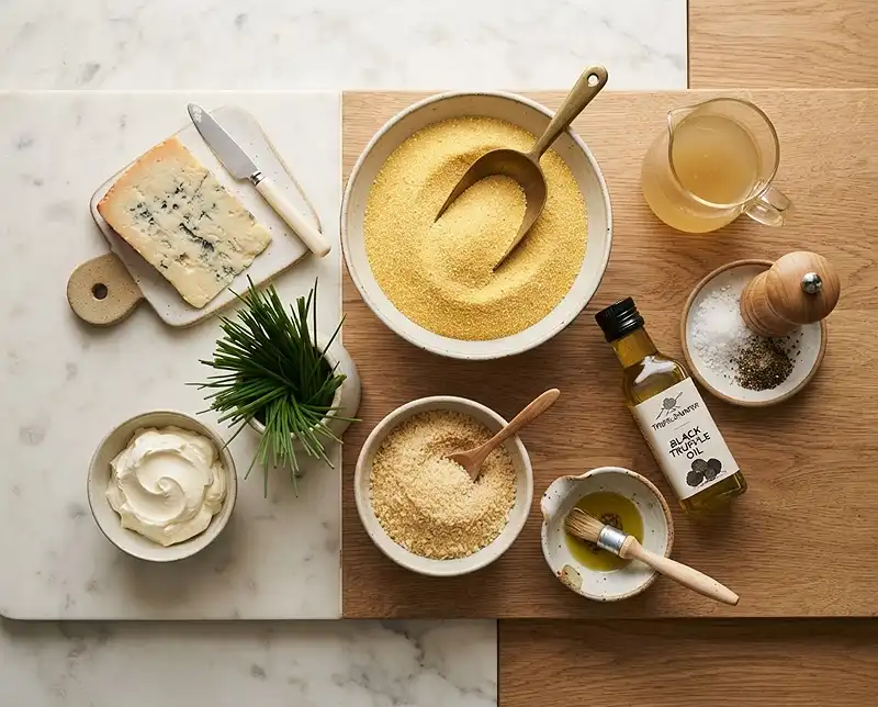 Cannelé de Polenta à la Truffe 3 Les ingrédients pour Le Cannelé de Polenta à la Truffe & Cœur de Gorgonzola