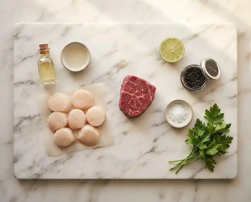 Les ingrédients pour Le Carpaccio Damier Parfait