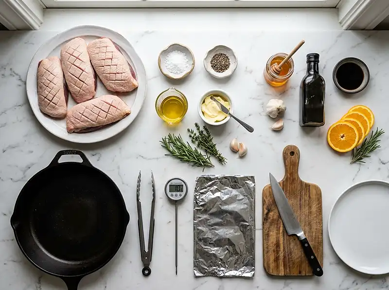 Les ingrédients pour filet de canard à la poêle