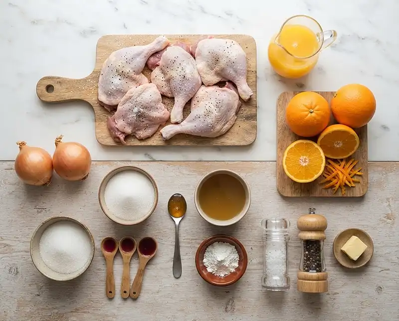 Les ingrédients pour recette canard à l'orange facile