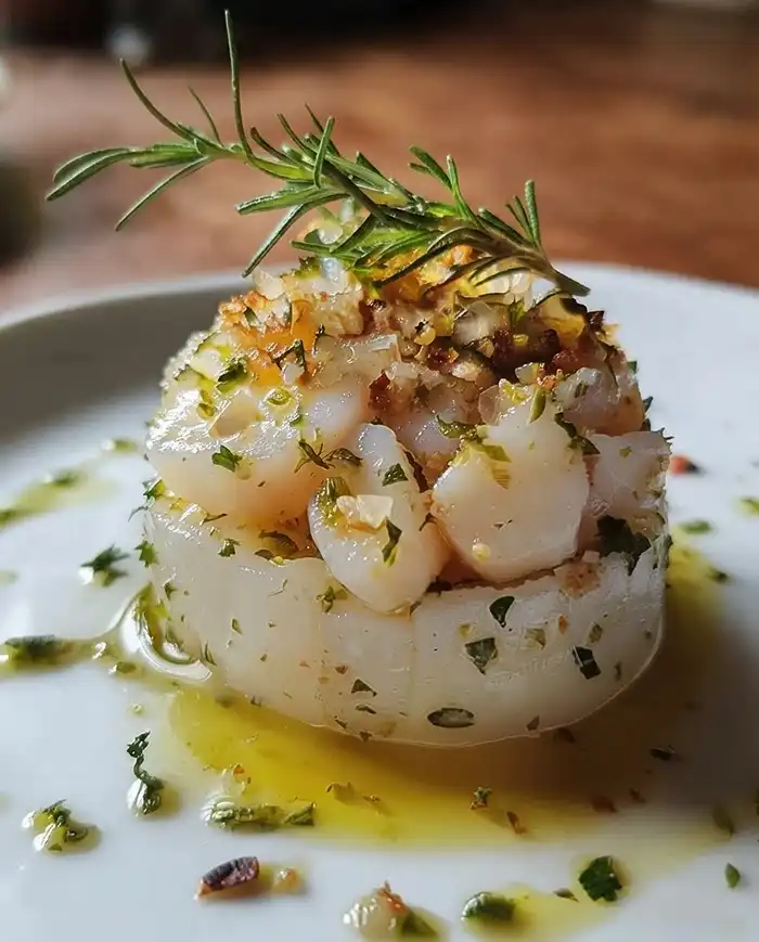 Dôme de Cristal Fumé au Romarin 5 Recette Dôme de Cristal Fumé au Romarin, Tartare de Saint-Jacques