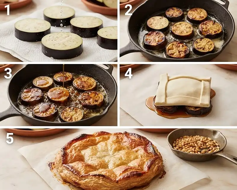 Tarte Tatin d'Aubergines Fondantes, Miel & Ricotta 4 Comment preparer Tarte Tatin d'Aubergines Fondantes, Miel & Ricotta