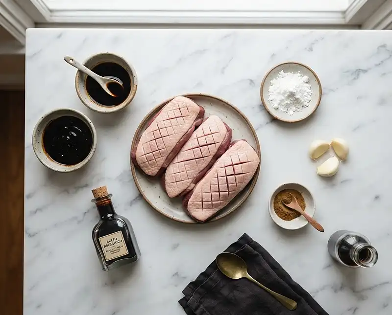Les ingrédients pour la recette magret de canard laqué croustillant