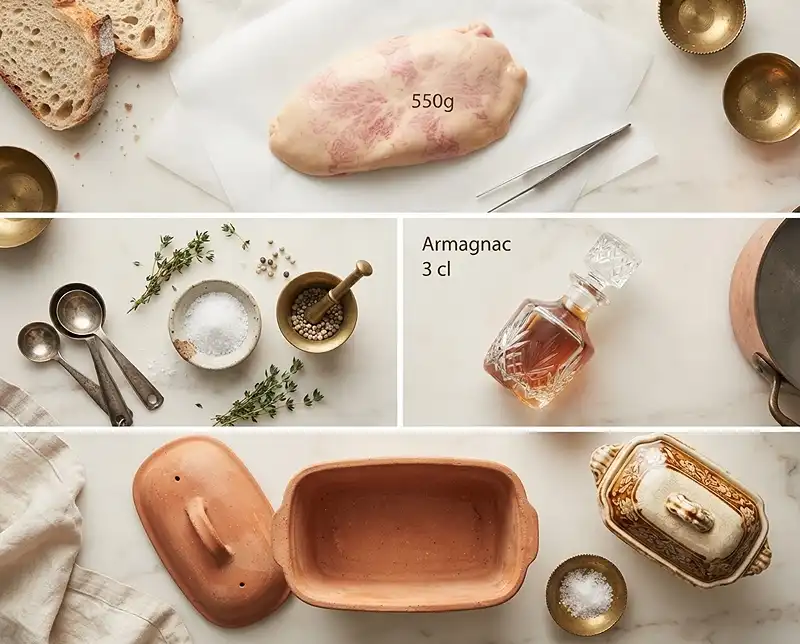 Les ingrédients pour recette foie gras de canard