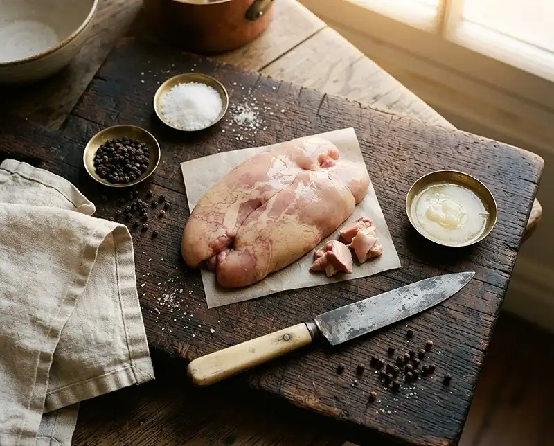 Les ingrédients pour terrine de foie gras de canard
