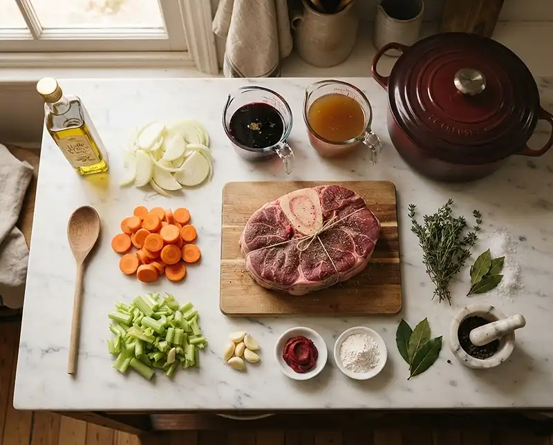 Jarret de Bœuf Avec Os 3 Les ingrédients pour jarret de bœuf avec os